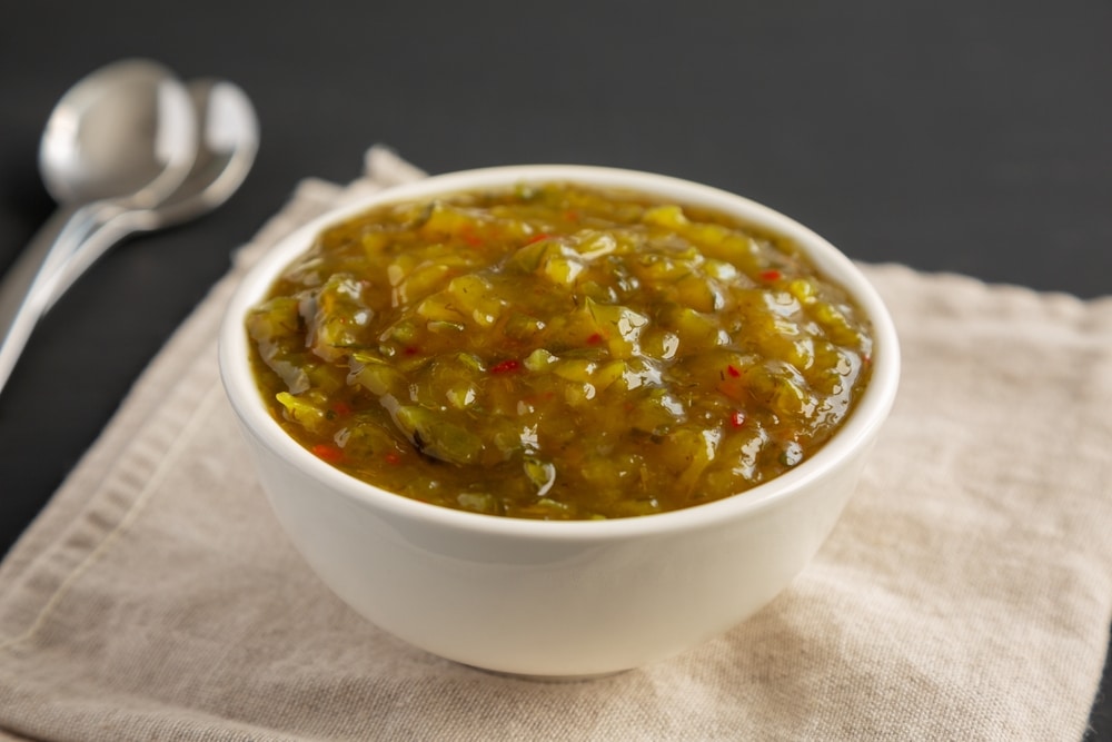 A view of sweet pickle relish