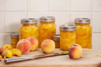 Late Summer Autumn Diy Home Organic Peach Canning Preserving On