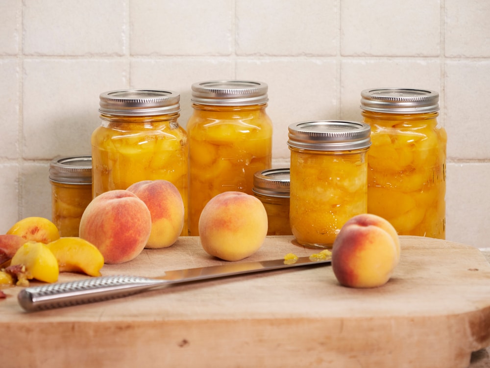 Late Summer Autumn Diy Home Organic Peach Canning Preserving On