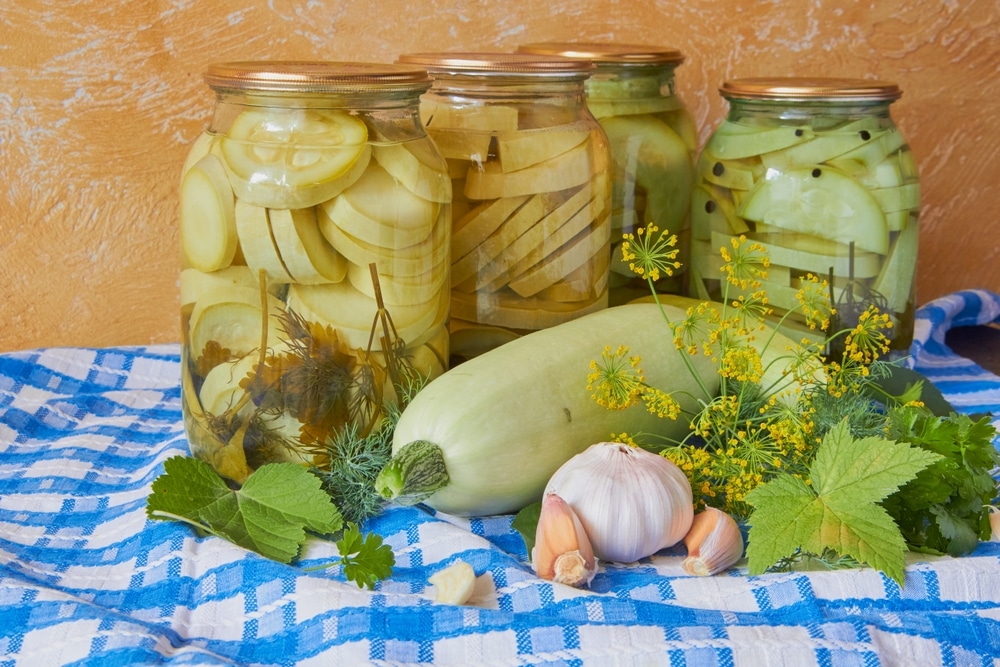 Preparations For The Winter cans Of Canned Zucchini zucchini In A Glass