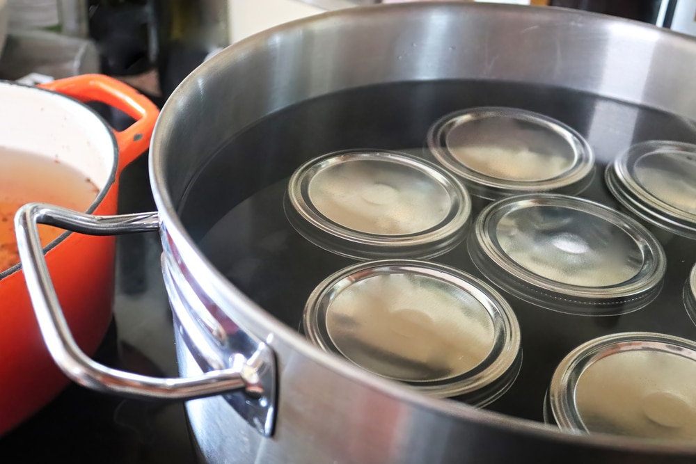 Pickling Jars In A Pot Full Of Water