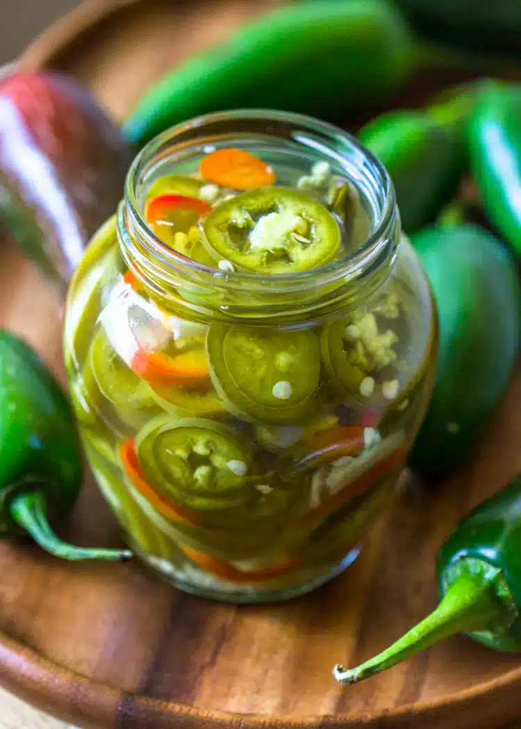 pickled jalapenos in a canning jar