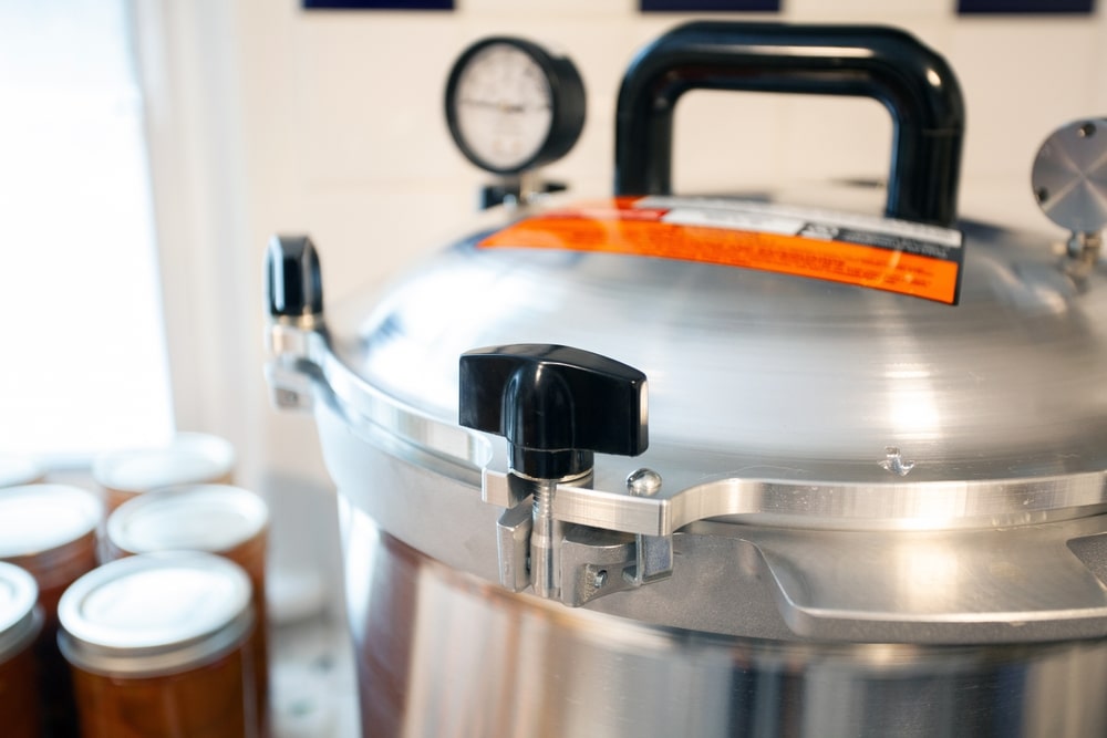 Close Up Of The Lid To A Pressure Canner Food