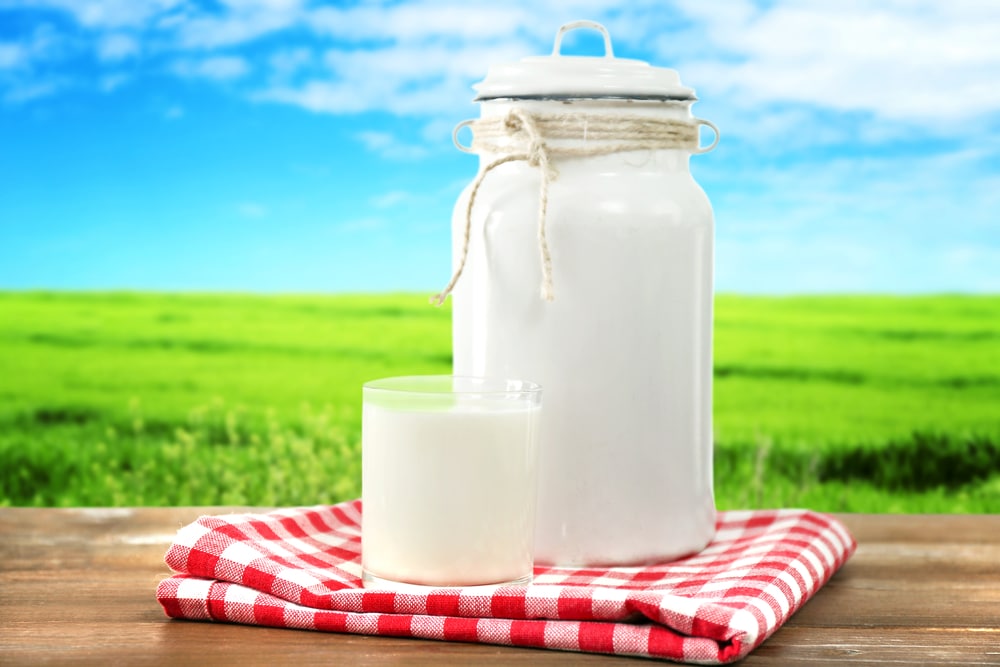 Retro Can For Milk And Glass Of Milk On Wooden