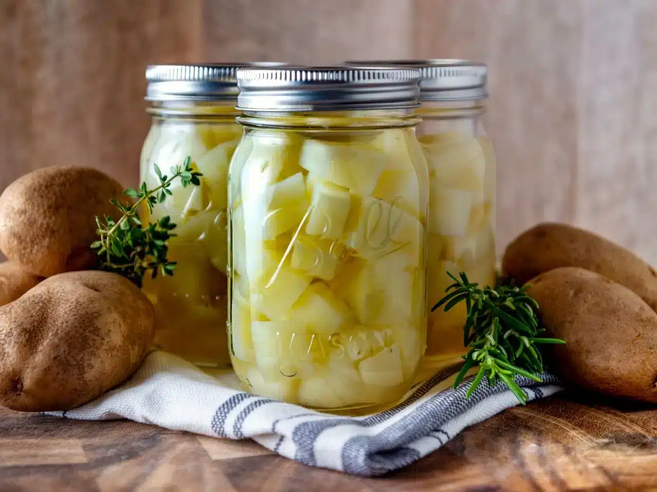 canned potatoes along with potatoes and fresh herbs