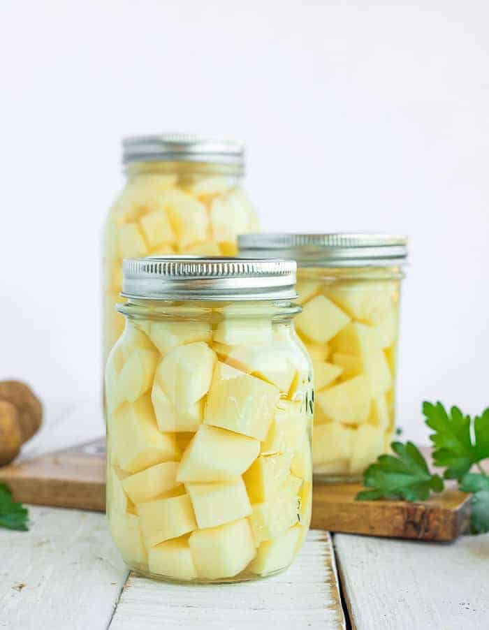 canned potatoes in jars