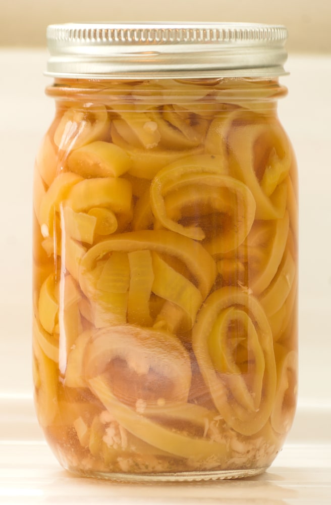 Pint Canning Jar Of Pickled Banana Peppers