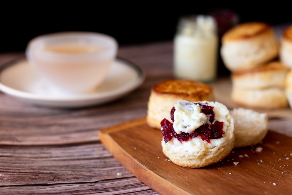 Traditional British Scones With Cream Cheese Cranberry sauce