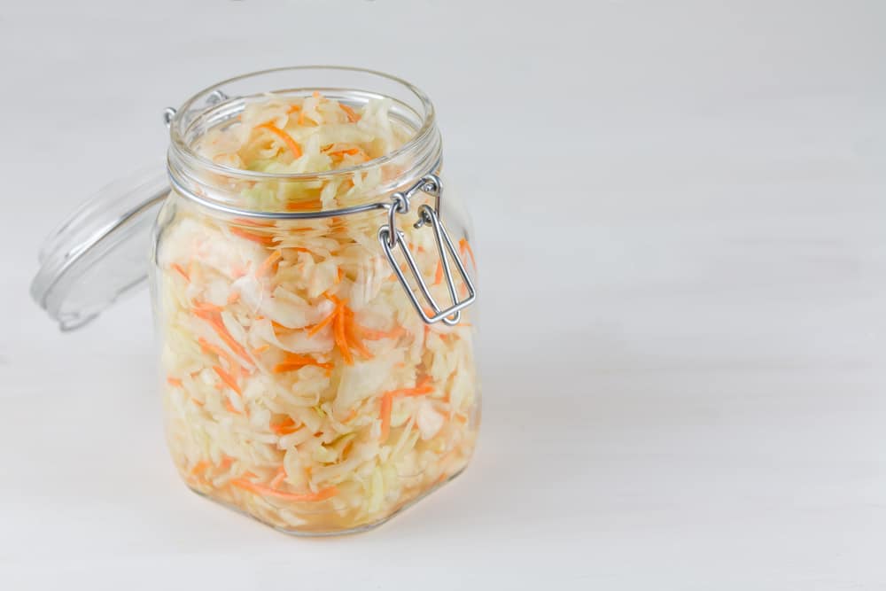 canned cabbage with open lid