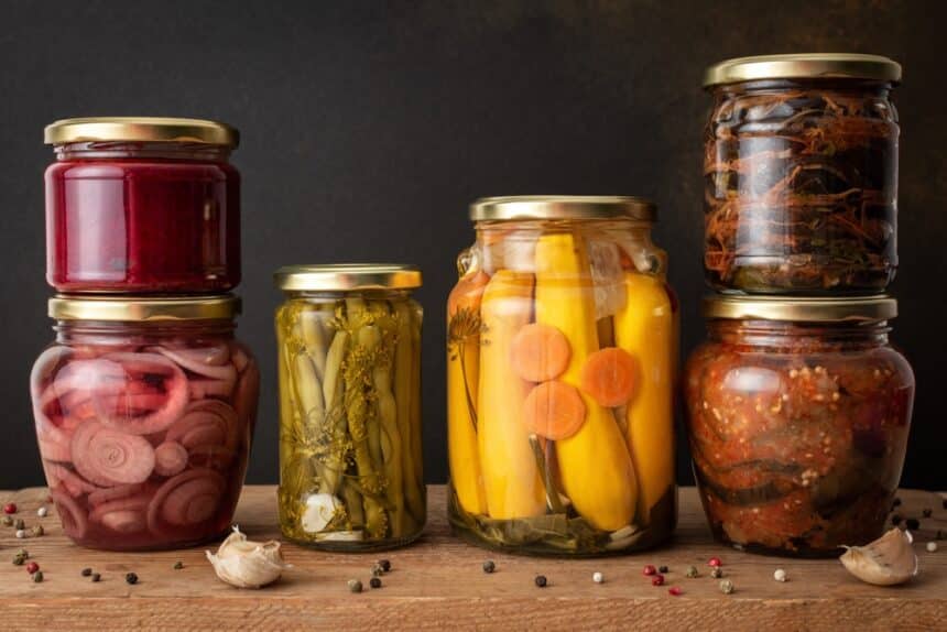 Preserving Vegetables For The Winter Canned Vegetables In Jars On