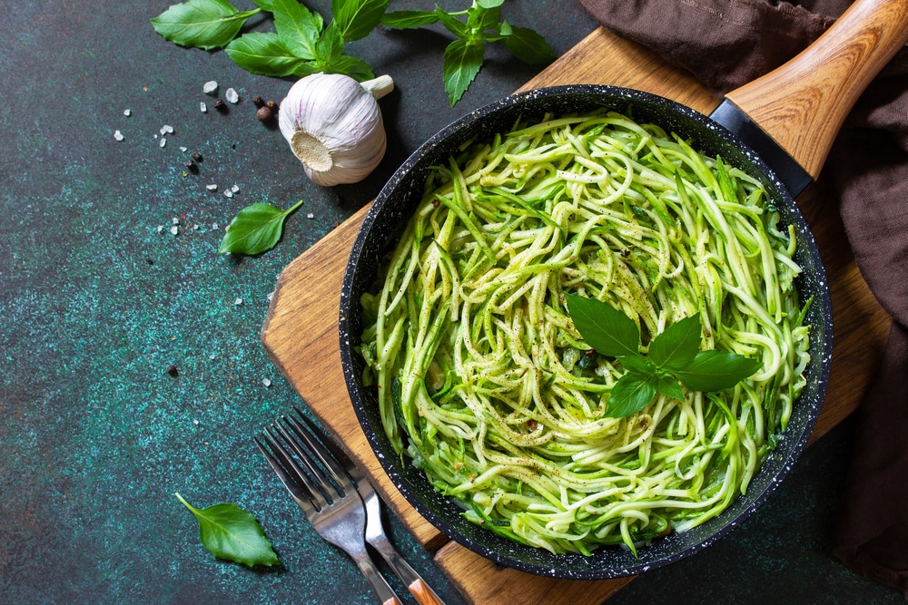 Healthy Vegan Food Low Carb Dish Cooked Zucchini Noodles With