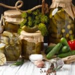 Pickled Cucumbers In A Jar Fresh Gherkins Red And Green