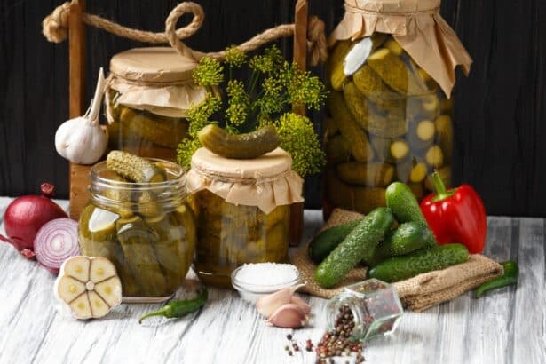 Pickled Cucumbers In A Jar Fresh Gherkins Red And Green