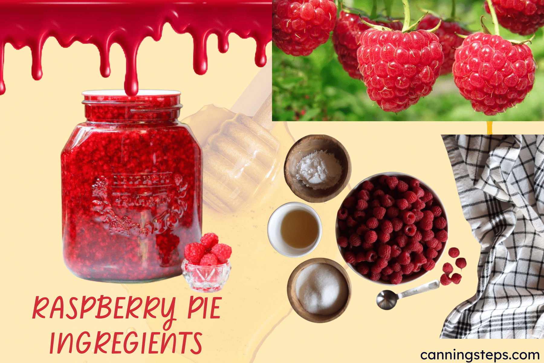 RASPBERRY PIE CANNING AND INGREDIENTS