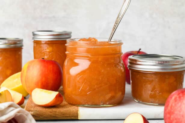A view of fruit jams inside jars