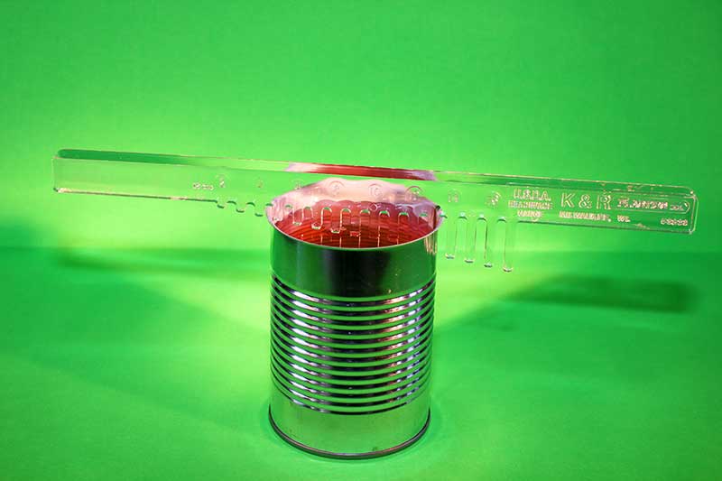 A view of a jar with a measurer on it