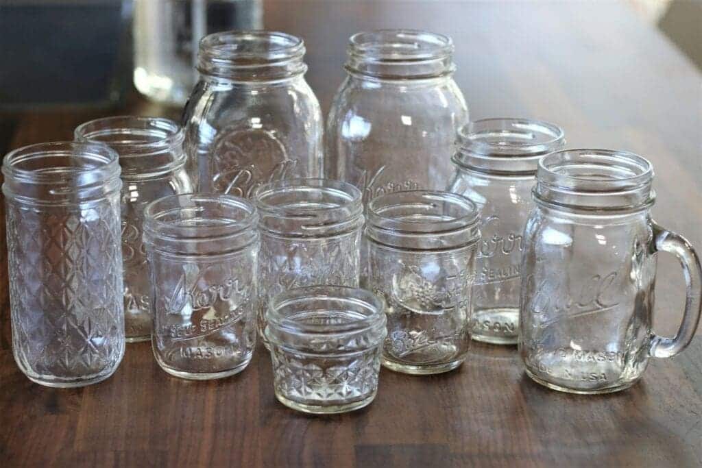 A view of glass canning jars